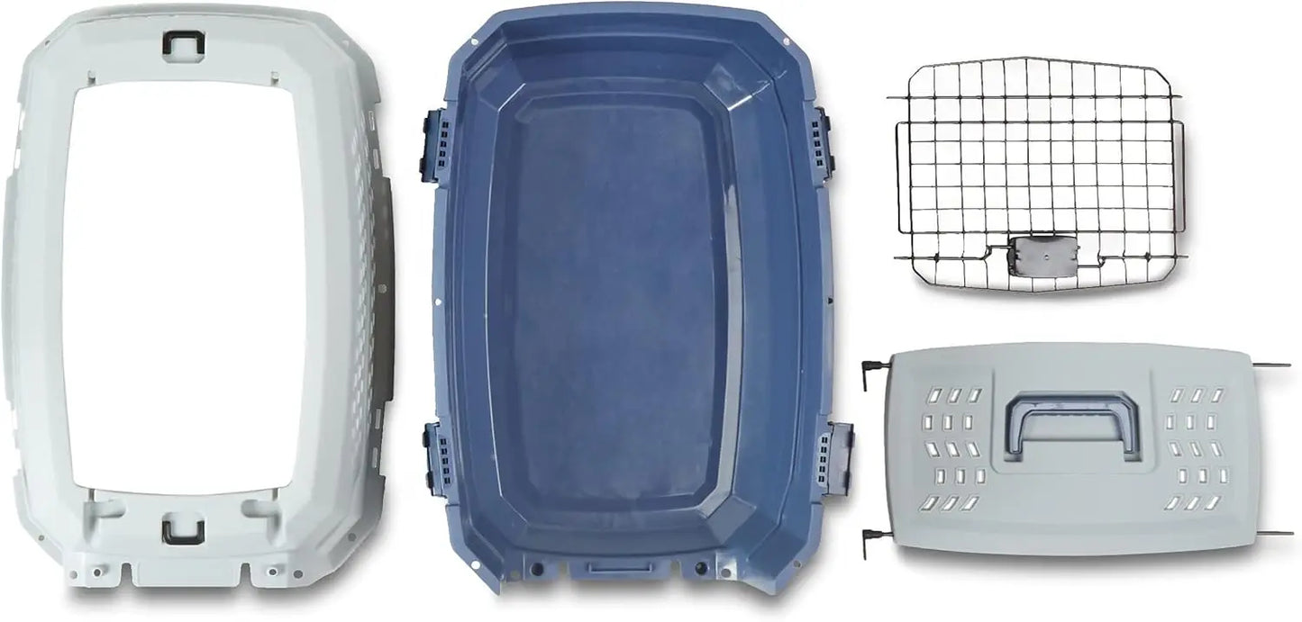 2-Door Top Load Hard Sided Dog and Cat Pet Travel Carrier Gray and Blue 22.8 Inches Long 15.0 Inches Wide 13.0 Inches High