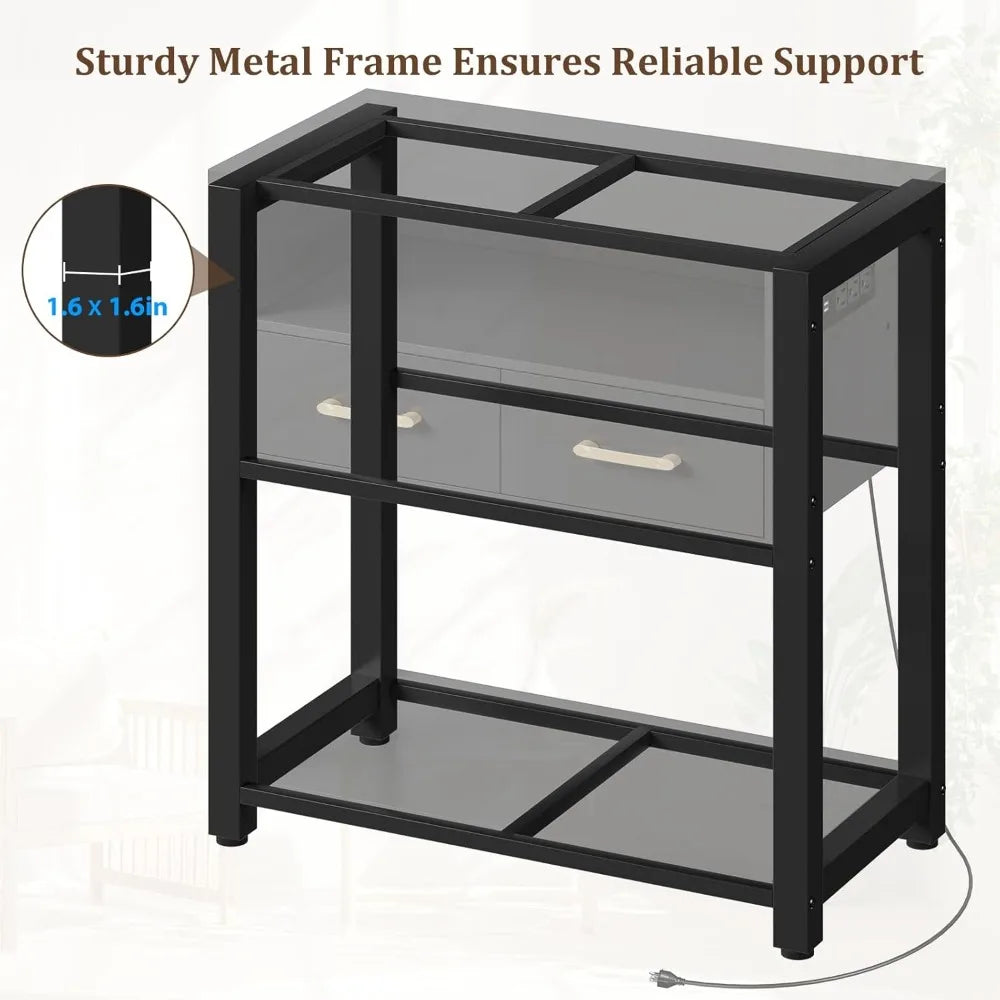 20 to 29 Gallon Aquarium Stand with Stable Metal Frame and Power Outlet Heavy Duty Fish Tank Stand with Waterproof Mat