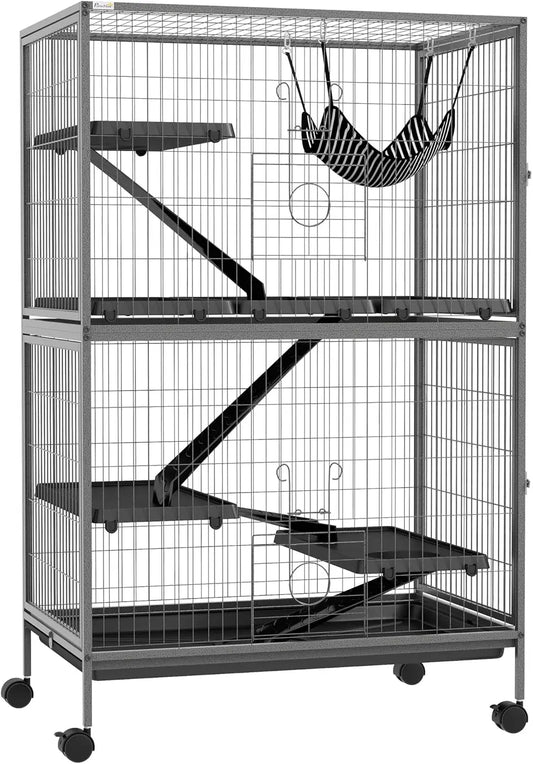 5-Tier Small Animal Cage Ferret Cage with Large Chinchilla Hammock Accessory Heavy Duty Steel Wire Small Animal Habitat